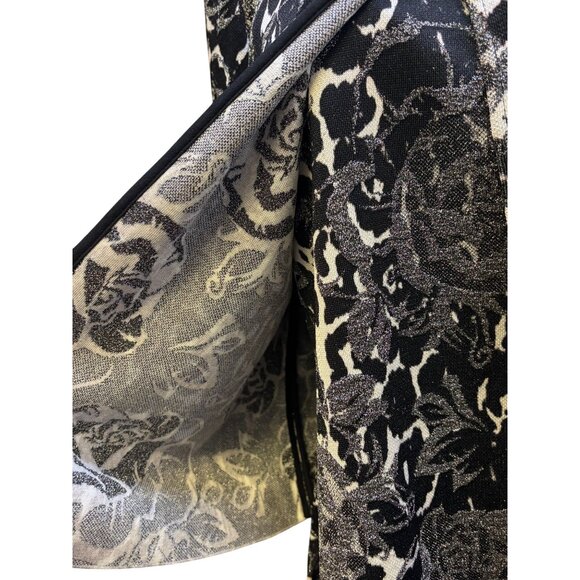 St. John Black & Silver Floral Print Sweater Set Size 10/L 2p - Picture 10 of 13